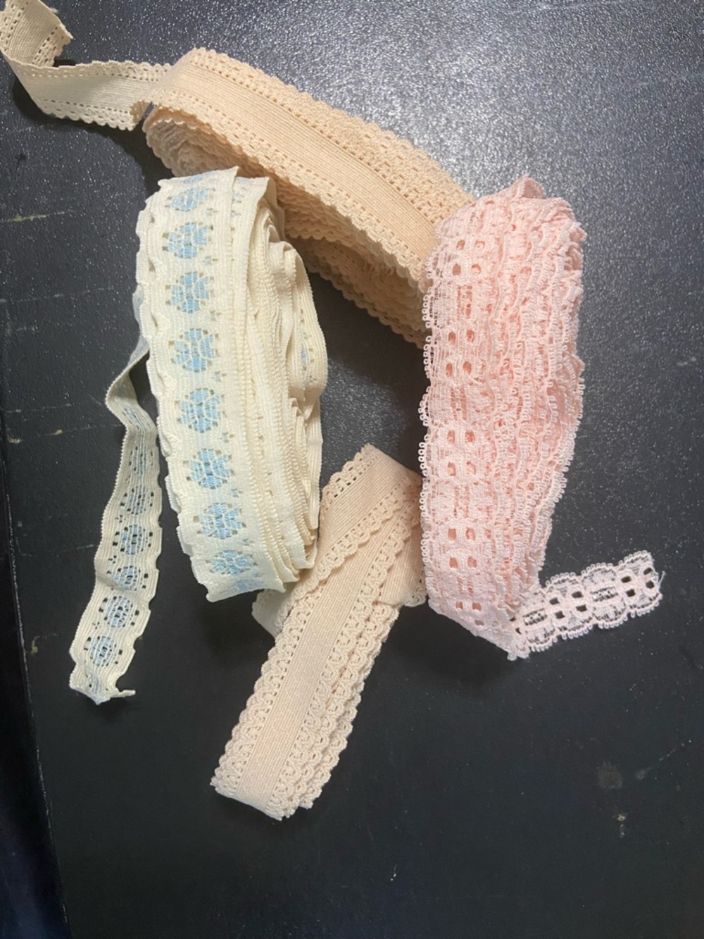 Lingerie Lacey Elastic Bundle in Pink, Beige, Cream & Pale Blue